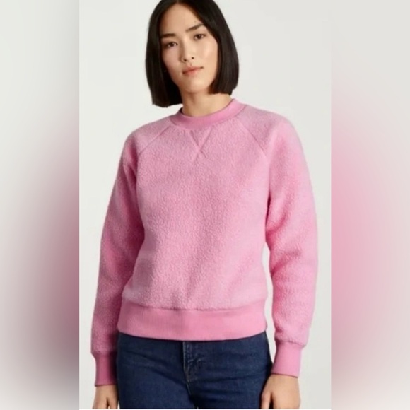 Everlane Tops - Everlane Renew Fleece Pullover Crewneck Long Sleeve Ribbed Cuffs in Pink Size XL